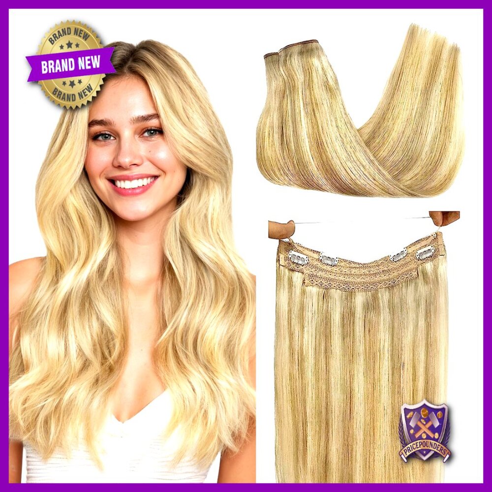 Human Hair Extensions Invisible Wire Seamless Fish Line Hairpiece Lightweight
